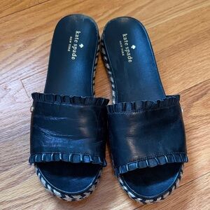 Kate Spade Black Ruffle Slide Sandals